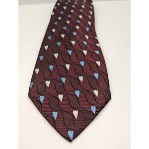 Jacobs & Roberts Wavy Maroon/Blue Silk Pointed Classic Necktie Tie